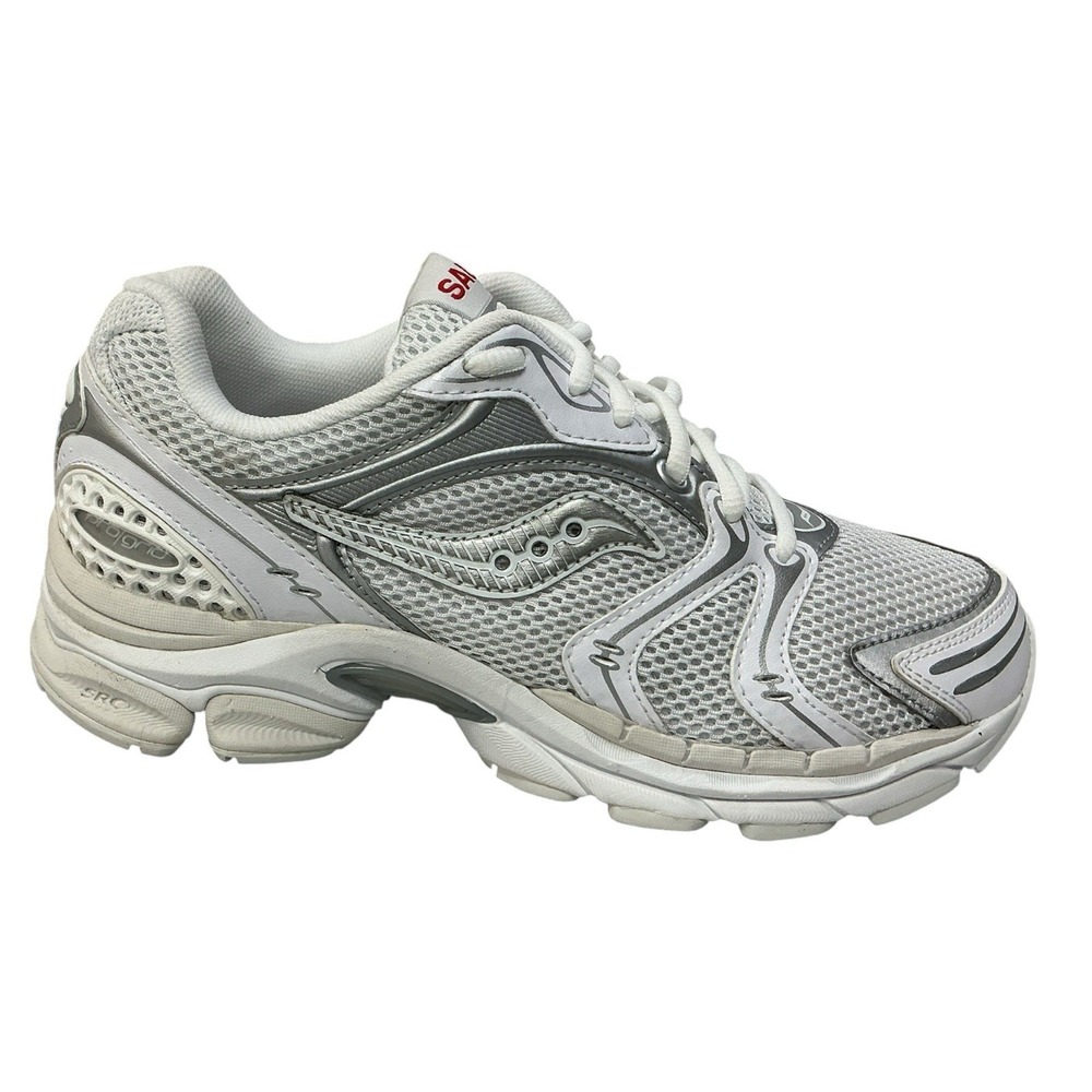 Saucony ProGrid Triumph 4 Heritage in white and silver features Women's Size 6.5